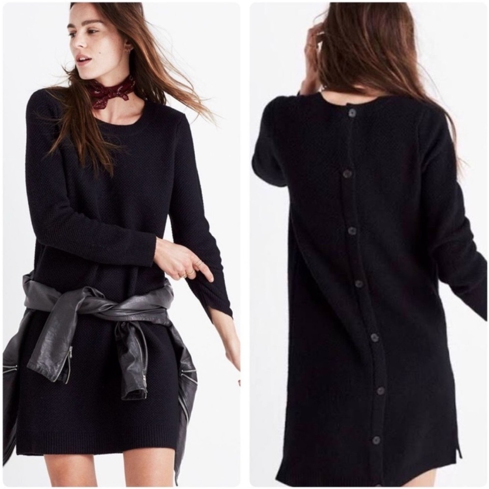 Madewell Women's Black Crew Neck Sweater Dress